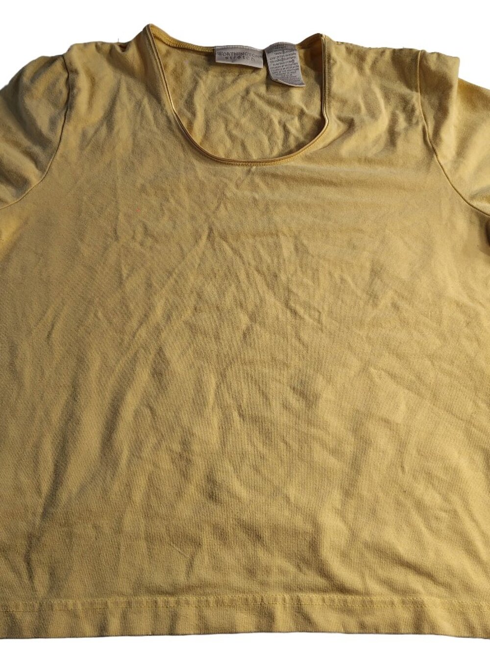 Women's Large Light Yellow Short Sleeve Worthington Stretch Casual Shirt